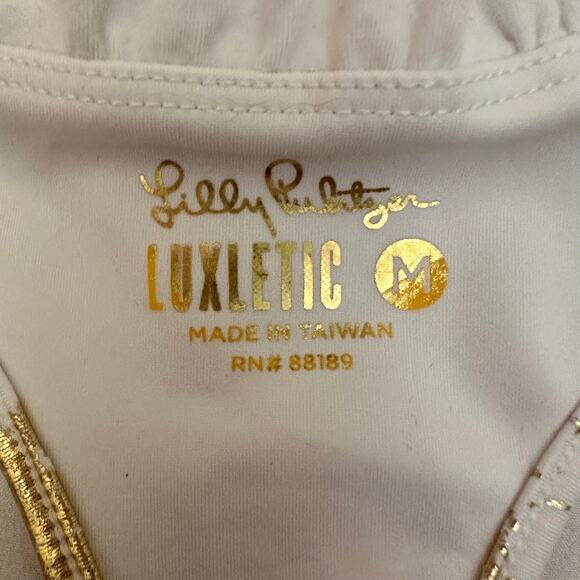 Lilly Pulitzer Luxletic Lindsay Sports Bra UPF 50+ Size Medium Workout Metallic - Picture 7 of 12